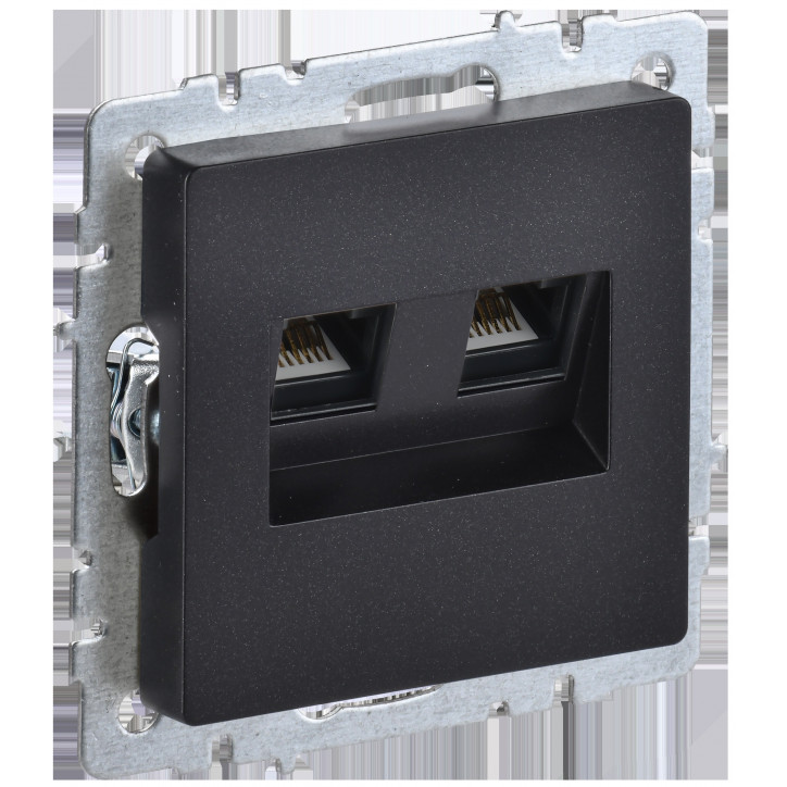 BRITE Розетка компьютерная двойная RJ45 кат.5E РК10-2-БрЧ черный