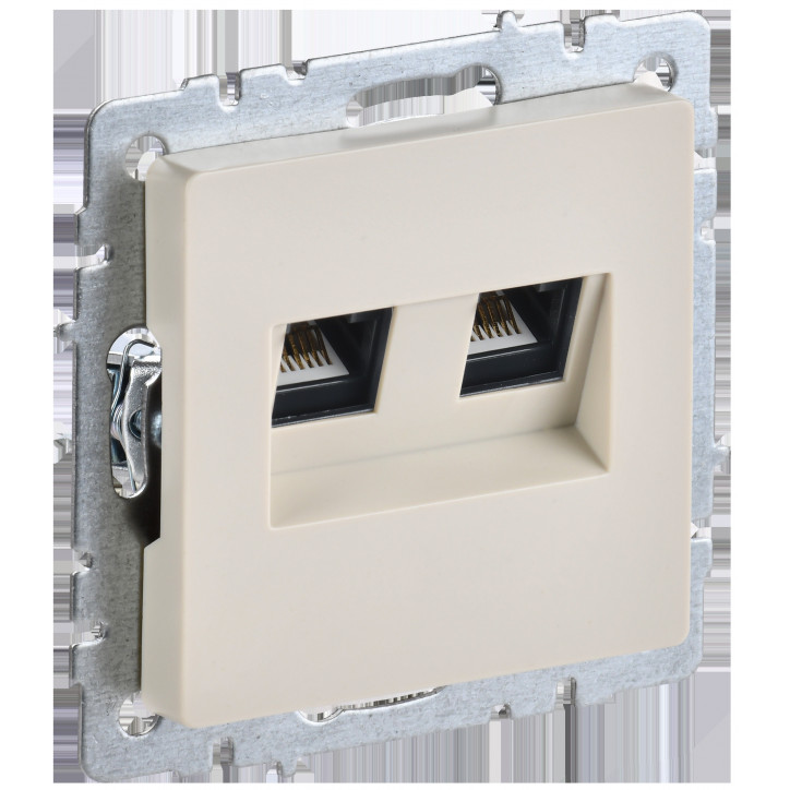 BRITE Розетка компьютерная двойная RJ45 кат.5E РК10-2-БрКр бежевый