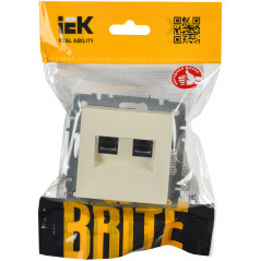 BRITE Розетка компьютерная двойная RJ45 кат.5E РК10-2-БрКр бежевый