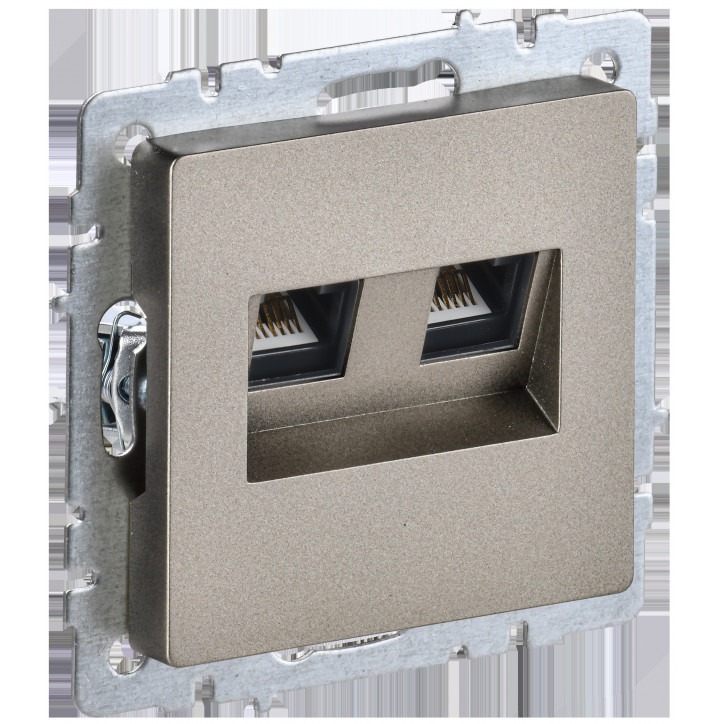 BRITE Розетка компьютерная двойная RJ45 кат.5E РК10-2-БрШ шампань