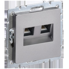 BRITE Розетка компьютерная двойная RJ45 кат.5E РК10-2-БрС сталь