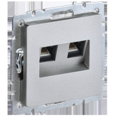 BRITE Розетка компьютерная двойная RJ45 кат.5E РК10-2-БрА алюминий