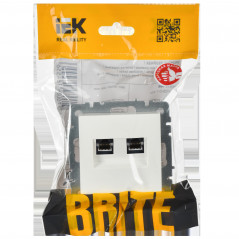 BRITE Розетка двойная RJ11+RJ45 кат.5E РК/Т12-БрБ белый