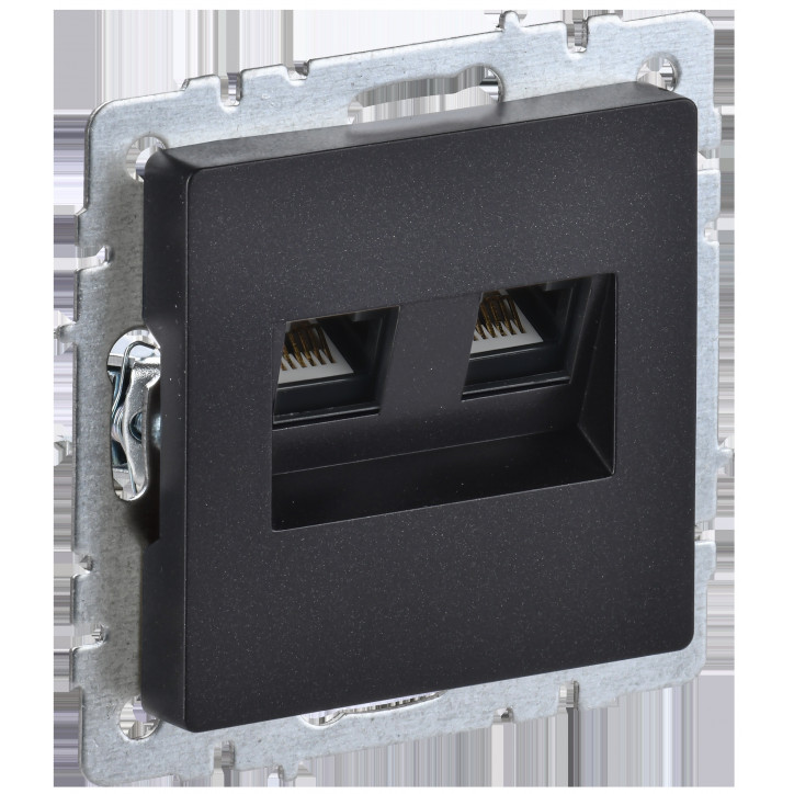 BRITE Розетка двойная RJ11+RJ45 кат.5E РК/Т12-БрЧ черный