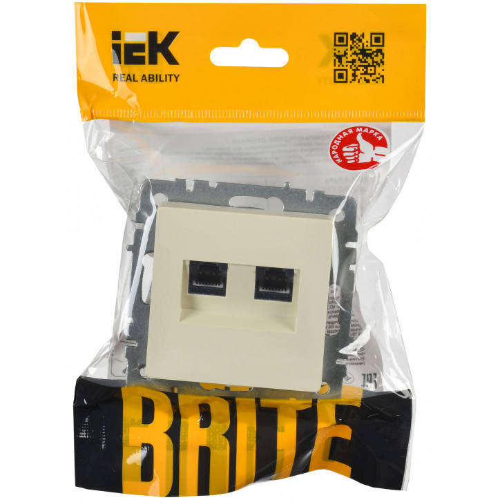 BRITE Розетка двойная RJ11+RJ45 кат.5E РК/Т12-БрКр бежевый