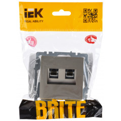 BRITE Розетка двойная RJ11+RJ45 кат.5E РК/Т12-БрС сталь