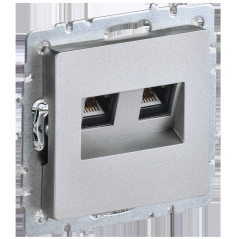 BRITE Розетка двойная RJ11+RJ45 кат.5E РК/Т12-БрА алюминий