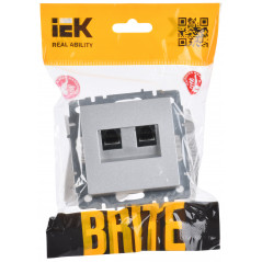 BRITE Розетка двойная RJ11+RJ45 кат.5E РК/Т12-БрА алюминий
