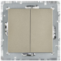 BRITE Выключатель 2-клавишный перекрестный 10А ВС10-2-3-БрШ шампань IEK