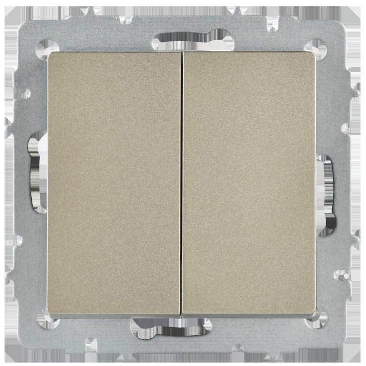 BRITE Выключатель 2-клавишный перекрестный 10А ВС10-2-3-БрШ шампань IEK