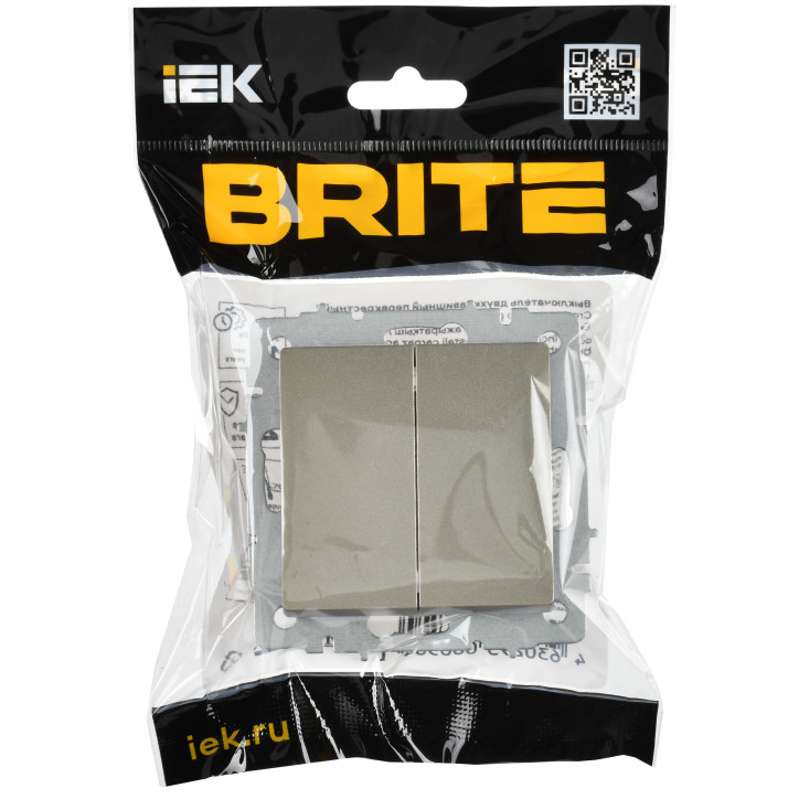 BRITE Выключатель 2-клавишный перекрестный 10А ВС10-2-3-БрШ шампань IEK