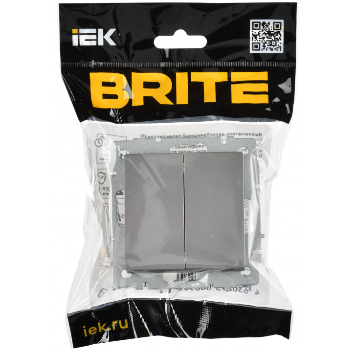 BRITE Выключатель 2-клавишный перекрестный 10А ВС10-2-3-БрС сталь IEK BRITE Выключатель 2-клавишный перекрестный 10А ВС10-2-3-БрС сталь IEK