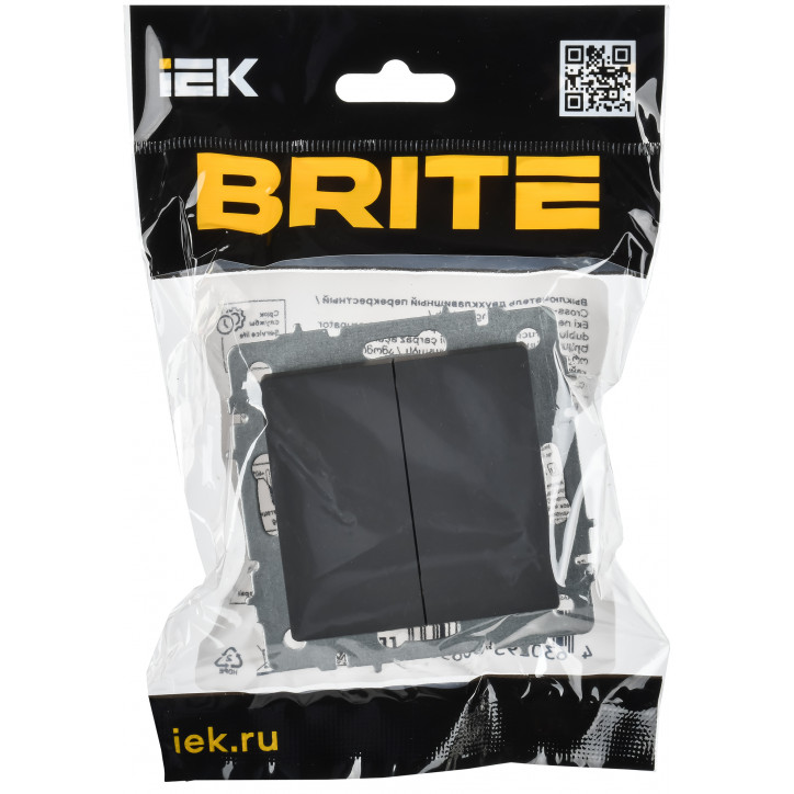 BRITE Выключатель 2-клавишный перекрестный 10А ВС10-2-3-БрГ графит IEK