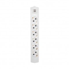 Колодка PREMIUM 6 гнезд, с/з, 2 USB, белый