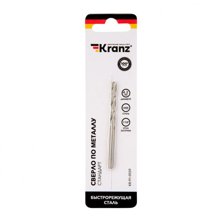 Сверло по металлу 4.2х75х43 мм HSS DIN 338 Сверло по металлу 4.2х75х43 мм HSS DIN 338