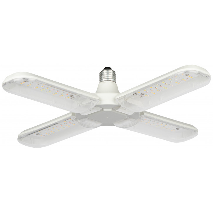 Фитолампа для растений светодиодная FITO-36W-Rа90-E27-FOLD 4-х лепестковая полного спектра 36 Вт Е27 Фитолампа для растений светодиодная FITO-36W-Rа90-E27-FOLD 4-х лепестковая полного спектра 36 Вт Е27