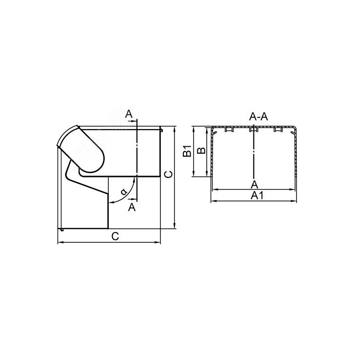 Угол 70-120 градусов внешний изменяемый 100x40мм