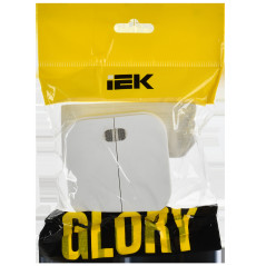 GLORY Выключатель 2-клавишный для открытой установки с индикацией 10А ВС20-2-1-ХБм белый матовый IEK