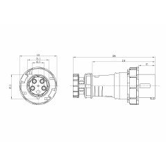 Вилка кабельная IP67 125A 3p+E+N 400V