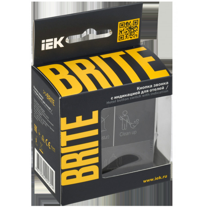 BRITE Кнопка звонка с индикацией для отелей 10А ВС10-1-9-БрГ графит IEK