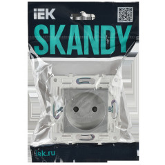 SKANDY Розетка без заземления с защитными шторками 10А SK-R01S серебряный IEK