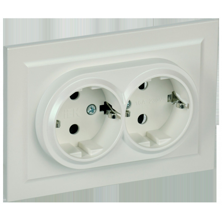 BRITE Розетка двойная с заземлением без защитных шторок 16А в сборе РС12-3-БрЖ жемчуг BRITE Розетка двойная с заземлением без защитных шторок 16А в сборе РС12-3-БрЖ жемчуг