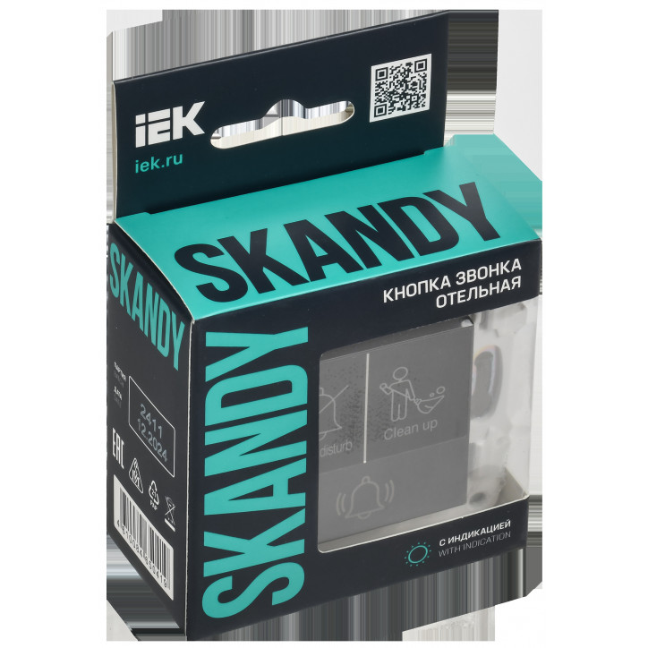 SKANDY Кнопка звонка с индикацией для отелей 10А SK-V17T титан IEK SKANDY Кнопка звонка с индикацией для отелей 10А SK-V17T титан IEK