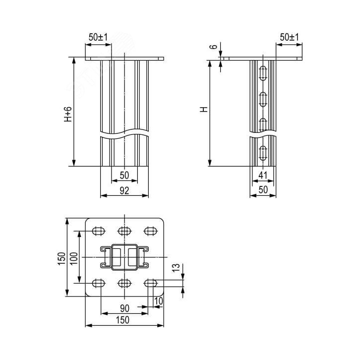 Подвес вертикальный двойной усиленный 92х41 L500 горячеоцинкованный