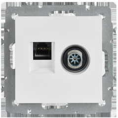 BRITE Розетка двойная TV+RJ45 кат.5E РТВ/РК12-БрАБ арктический белый IEK