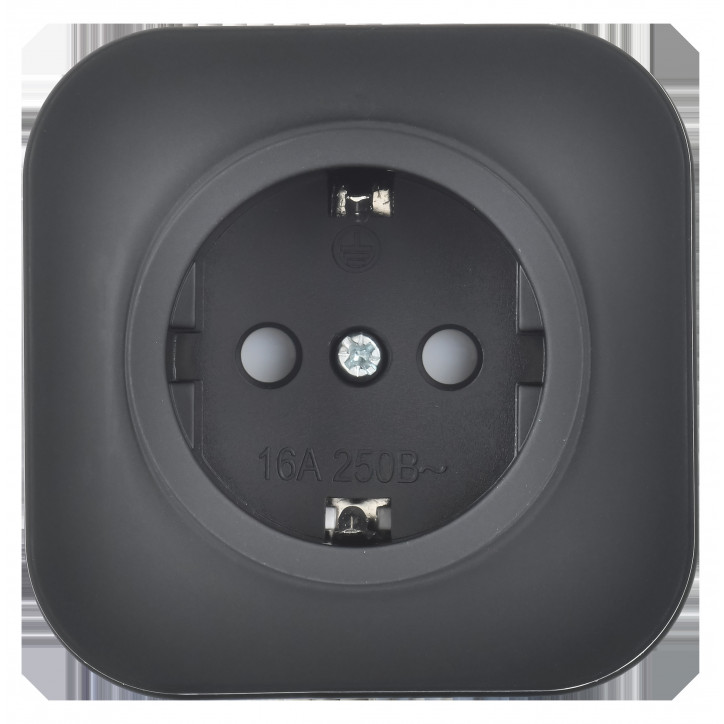 GLORY Розетка 1-местная для открытой установки с заземлением с защитными шторками 16А РСш20-3-ХЧм черный матовый IEK GLORY Розетка 1-местная для открытой установки с заземлением с защитными шторками 16А РСш20-3-ХЧм черный матовый IEK