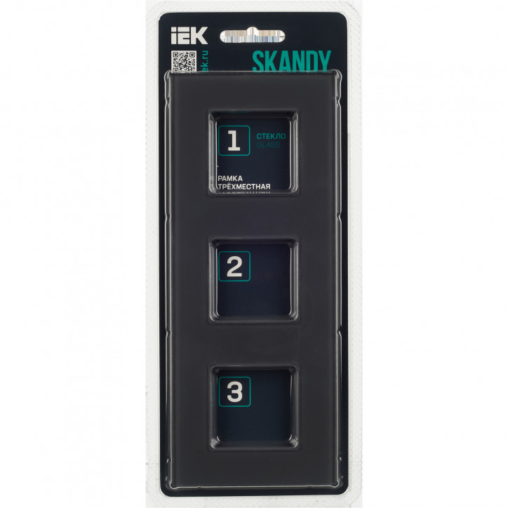 SKANDY Рамка 3-местная SK-F23G стекло графит IEK
