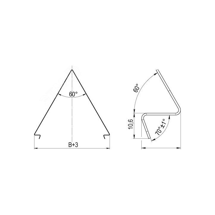 Крышка двускатная 200 L1500 цинк-ламель Крышка двускатная 200 L1500 цинк-ламель