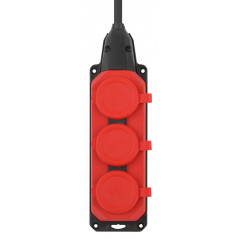 Удлинитель силовой UK-3e-3x1,5-20m-IP44(KG) с заземлением 3 розетки каучук 20м КГ 3х1,5мм2 IP44