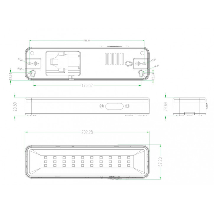 Светильник светодиодный аварийный постоянный DBA-105-0-20 30LED 5ч IP20 (40/1600)