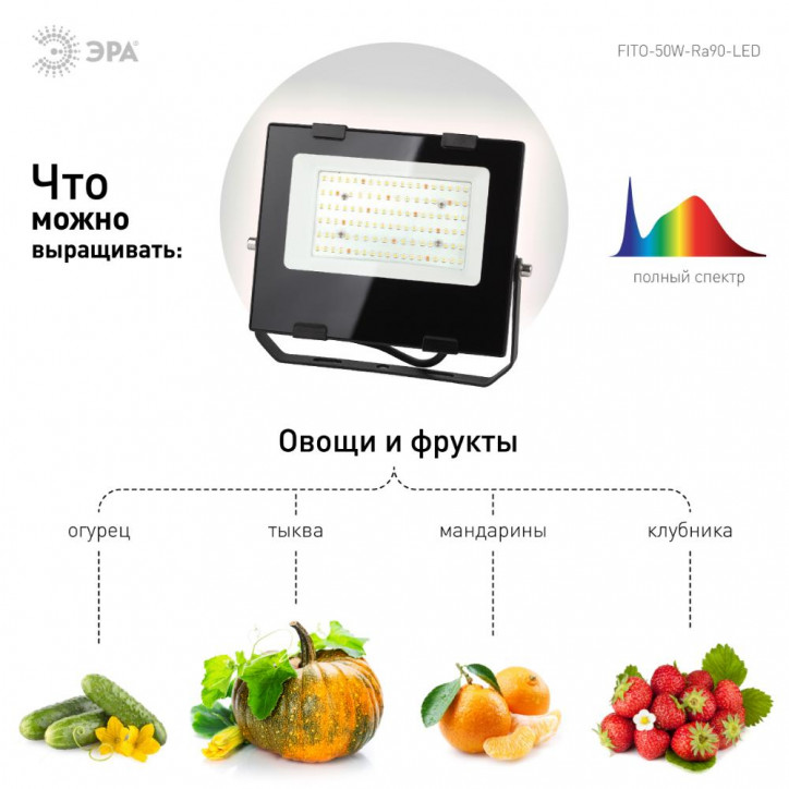 Прожектор светодиодный для цветения и плодоношения FITO-50W-Ra90-LED (10/300)