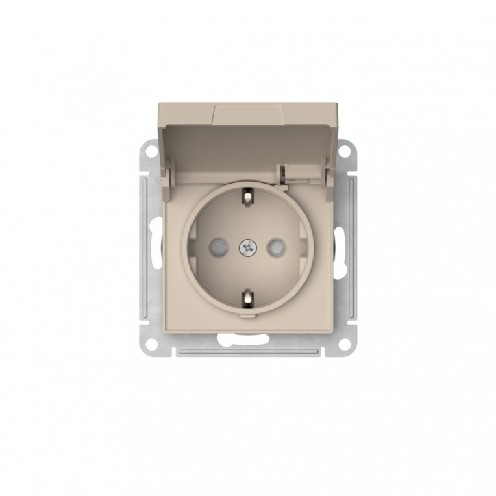 ATLASDESIGN РОЗЕТКА с заземл. со шторк. с крышкой, 16А,IP20,мех., быстрозажимные клеммы, ПЕСОЧНЫЙ ATLASDESIGN РОЗЕТКА с заземл. со шторк. с крышкой, 16А,IP20,мех., быстрозажимные клеммы, ПЕСОЧНЫЙ