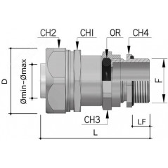 Муфта металлорукав-коробка DN 20 с уплотнением кабеля IP68 М20х15 D-8 - 12мм