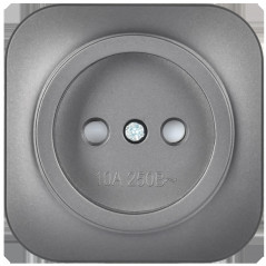 GLORY Розетка 1-местная для открытой установки без заземления с защитными шторками 10А РСш20-2-ХСм сталь матовый IEK