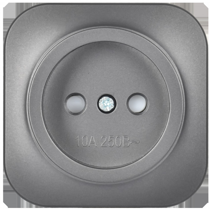 GLORY Розетка 1-местная для открытой установки без заземления с защитными шторками 10А РСш20-2-ХСм сталь матовый IEK