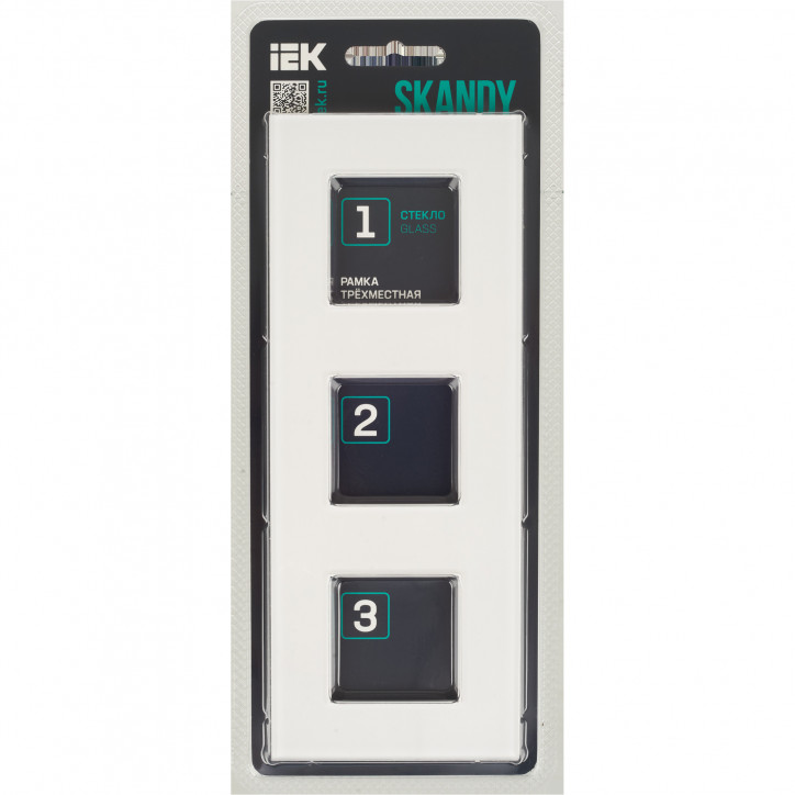 SKANDY Рамка 3-местная SK-F23W стекло арктический белый IEK SKANDY Рамка 3-местная SK-F23W стекло арктический белый IEK
