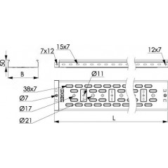 Лоток перфорированный 600х50 L-2000мм горячеоцинкованный