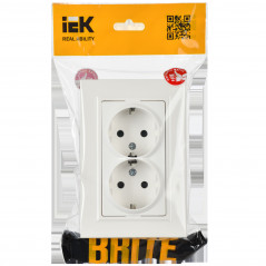 BRITE Розетка двойная с заземлением с защитными шторками 16А в сборе РСш12-3-БрБ белый