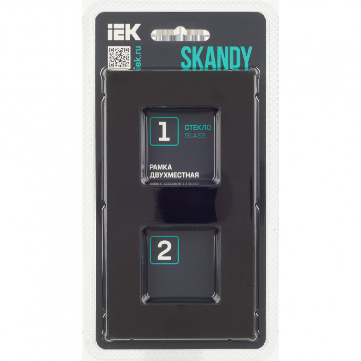SKANDY Рамка 2-местная SK-F22Bl стекло черный IEK SKANDY Рамка 2-местная SK-F22Bl стекло черный IEK