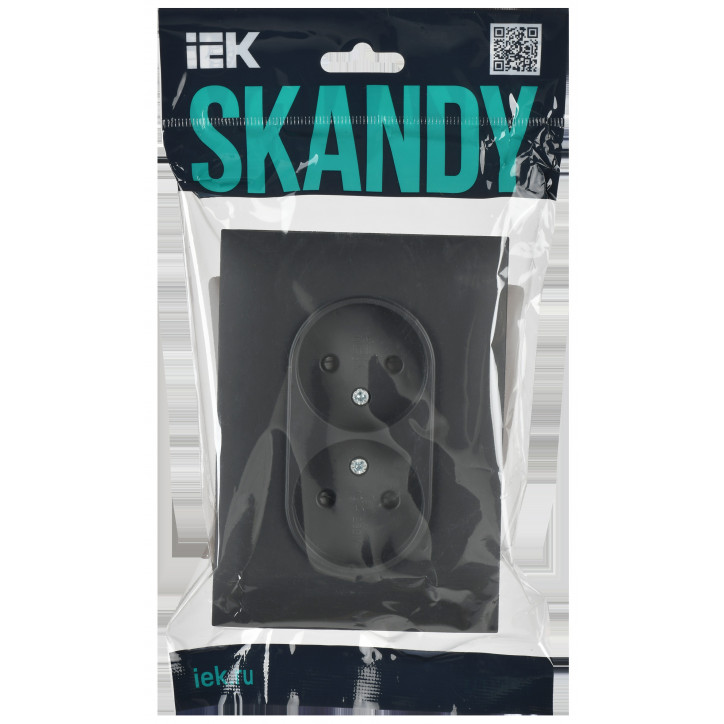 SKANDY Розетка 2-местная без заземления с защитными шторками 10А в сборе SK-R09T титан IEK