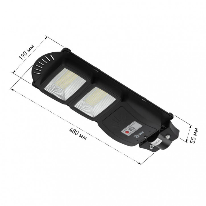 Консольный светильник на солн. бат., SMD, 40W, с датч. движ., ПДУ, 700Лм, 5000К, IP65