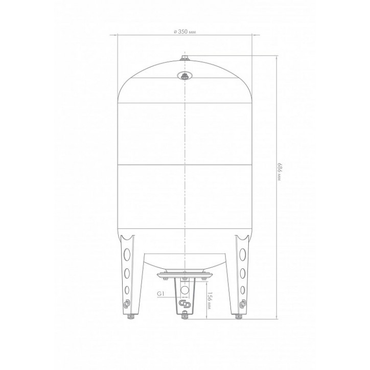 Гидроаккумулятор вертикальный В 50, металлический фланец