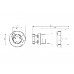 Вилка кабельная IP67 125A 2P+E 230V