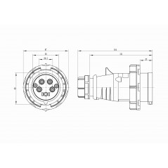 Вилка кабельная IP67 16A 3P+E+N 400V