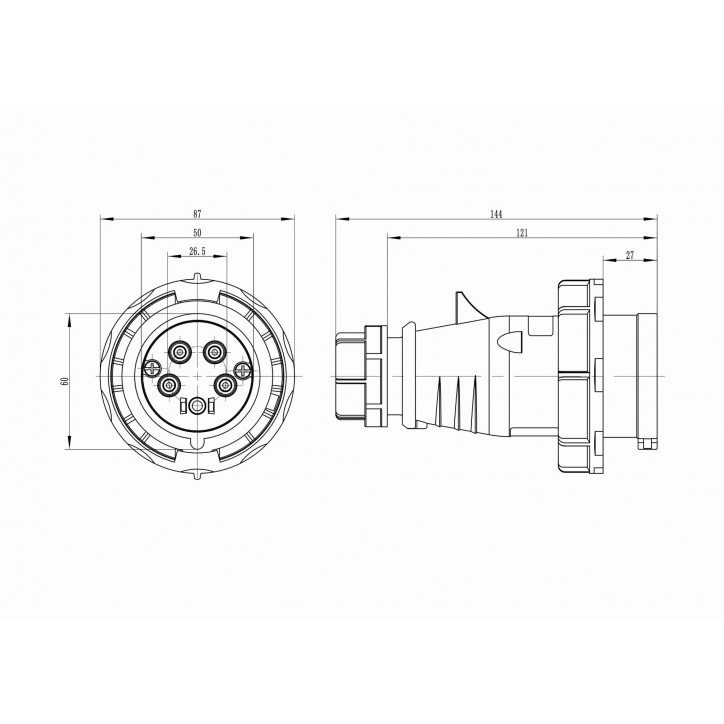 Вилка кабельная IP67 16A 3P+E+N 400V