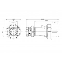 Вилка кабельная IP67 63A 3P+E 400V